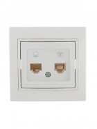 Розетка компьютерная + телефонная 2-м СП Mira RJ45 + RJ11 бел./бел. LEZARD 701-0202-143