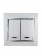 Выключатель 2-кл. СП Mira 10А IP20 с подсветкой со вставкой сер. метал. LEZARD 701-1010-112