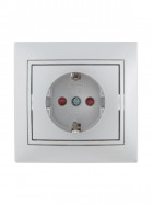 Розетка 1-м СП Mira 16А IP20 с заземл. защ. шторки со вставкой керамика сер. метал. LEZARD 701-1010-124