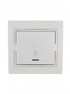 Переключатель проходной 1-кл. СП Mira 10А с подсветкой с бел. вставкой бел. LEZARD 701-0202-114