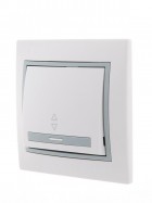 Переключатель проходной 1-кл. СП Mira 10А с сер. вставкой бел. LEZARD 701-0215-105