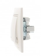 Выключатель 1-кл. СП Mira 10А IP20 с подсветкой со вставкой жемчуж./бел. перламутр. LEZARD 701-3030-111