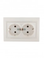 Розетка 2-м СП Mira 16А IP20 с заземл. со вставкой керамика жемчуж./бел. перламутр. LEZARD 701-3030-127