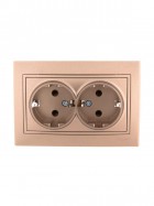 Розетка 2-м СП Mira 16А IP20 с заземл. со вставкой керамика свет. корич. перламутр. LEZARD 701-3131-127