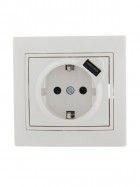 Розетка 1-м СП Mira 16А с заземл. + USB разъем бел. LEZARD 701-0202-181