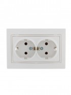 Розетка 2-м СП Mira 16А IP20 с заземл. с бел. вставкой керамика бел. LEZARD 701-0202-127