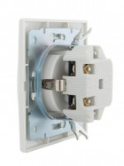 Розетка 1-м СП Mira 16А IP20 з/к, с крышкой с серой вставкой керамика бел. LEZARD 701-0215-123