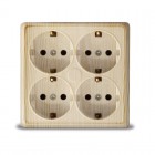 Розетка 4-м ОП Олимп с заземл. квадрат сосна UNIVersal 1177