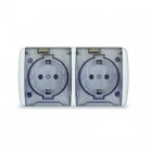 Розетка 2-м ОП Клио 16А IP54 с заземл. с прозр. крышкой бел. UNIVersal К2232