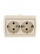 Розетка 2-м ОП Nata 16А IP20 с заземл. керамика крем. LEZARD 710-0300-127