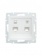 Розетка компьютерная + телефонная 1-м СП Vesna механизм бел. LEZARD 742-0288-143