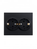 Розетка 2-м СП VESNA с заземл. ПБТ черн. бархат LEZARD 742-4200-127B