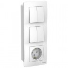 Блок СП Blanca (розетка с заземл. защ. шторки 16А 250В + 2-кл. выкл. + 2-кл. выкл.) бел. SE BLNBS102201