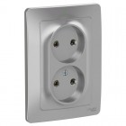 Розетка 2-м СП Blanca 16А IP20 250В без заземл. без защ. шторок алюм. SE BLNRS000023