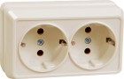 Розетка 2-м ОП Октава РС22-3-ОКм 16А IP20 с заземл. крем. IEK ERO21-K33-16-DC