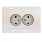 Розетка 2-м СП Афина 16А IP20 без заземл. в сборе жемчуг Universal A0102-OBr