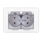 Розетка 2-м СП Афина 16А IP20 с заземл. c прозрачной крышкой в сборе бел. Universal A0031