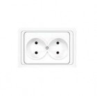 Розетка 2-м СП Валери 16А IP20 без заземл. бел. UNIVersal В0102