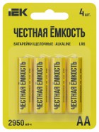 Элемент питания алкалиновый AA/LR6 Alkaline (блист.4шт) IEK ABT-LR06-OP-L04