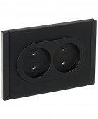 Розетка 2-м СП FORTE&PIANO FP126 10А без заземл. без защ. шторок безвинт. крепл. черн. IEK FP-R20-10-1-K02