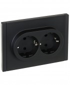 Розетка 2-м СП FORTE&PIANO FP123 16А с заземл. защ. шторки безвинт. крепл. черн. IEK FP-R24-16-1-K02