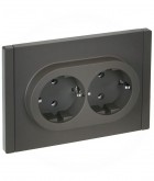 Розетка 2-м СП FORTE&PIANO FP324 16А с заземл. без защ. шторок безвинт. крепл. сер. IEK FP-R21-16-1-K03