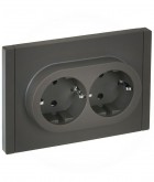 Розетка 2-м СП FORTE&PIANO FP323 16А с заземл. защ. шторки безвинт. крепл. сер. IEK FP-R24-16-1-K03