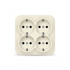 Розетка 4-м ОП 16А IP20 с заземл. сл. кость квадрат IONICH 1454