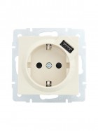 Розетка 1-м СП Vesna с заземл. с заряд. устройством USB механизм крем. LEZARD 742-0388-181