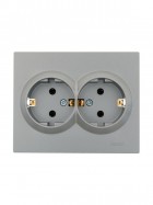 Розетка 2-м СП VESNA с заземл. ПБТ платина LEZARD 742-3500-127B