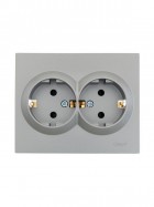 Розетка 2-м СП VESNA с заземл. со шторками ПБТ платина LEZARD 742-3500-178B