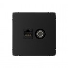 Розетка компьютерная + телевизионная 2-м ArtGallery RJ45 + TV кат.5E карбон SE GAL001089