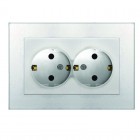 Розетка 2-м СП Афина 16А IP20 с заземл. в сборе серебр. Universal A0128-S