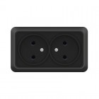 Розетка 2-м ОП Олимп 16А IP20 без заземл. черн. Universal 2215
