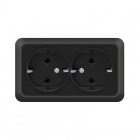 Розетка 2-м ОП Олимп 16А IP20 с заземл. черн. Universal 2216