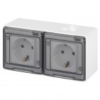 Розетка Эксперт 11-2503-01 2х2P+E гориз. IP55 16А-250В ОУ бел. Эра Б0063264