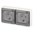 Розетка Эксперт 11-2523-01 2х2P+E гориз. IP55 16А-250В СУ бел. Эра Б0063276