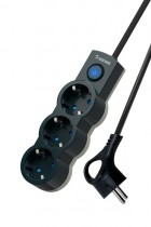 Удлинитель 3х5м ПВС 3х0.75 с защ. шторк. с заземл. IP20 с выкл. 220В 10А 2200Вт черн. КОСМОС YKsm5m-3g-Z-V10A-B