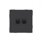 Розетка компьютерная 2-м KANT RJ45 кат.5E без шторки черн. уголь DKC 7012664