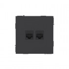 Розетка компьютерная 2-м KANT RJ45 кат.6A без шторки черн. уголь DKC 7012674