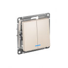 Механизм выключателя 2-кл. СП Atlas Design 10А IP20 (сх. 5а) 10AX с подсветкой беж. SchE ATN000253