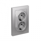Розетка 2-м СП AtlasDesign 16А IP20 с заземл. защ. шторки в сборе алюм. SchE ATN000326