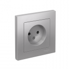 Розетка 1-м СП AtlasDesign 16А IP20 без заземл. в сборе алюм. SE ATN000340