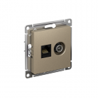 Розетка компьютерная + телевизионная 2-м AtlasDesign RJ45 кат.5E + TV механизм шампань SchE ATN000589