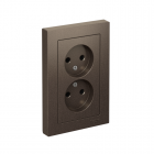 Розетка 2-м Atlas Design без заземл. 16А в сборе мокко SchE ATN000620