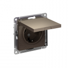 Розетка 1-м СП AtlasDesign 16А IP20 с заземл. защ. шторки с крышкой механизм мокко SchE ATN000646