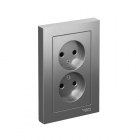 Розетка 2-м СП AtlasDesign 16А IP20 без заземл. в сборе сталь SchE ATN000920