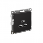 Механизм розетки USB Atlas Design 5В 1порт х 2.1А 2порта х 1.05А карбон SchE ATN001033