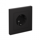 Розетка 1-м СП AtlasDesign 16А IP20 с заземл. защ. шторки в сборе карбон SE ATN001044