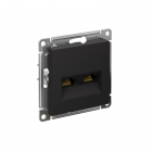 Механизм розетки компьютерной 2-м Atlas Design RJ45 + RJ45 кат.5e карбон SchE ATN001085